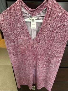 CAbi Raspberry Heather V-Neck Knit Tunic  Comfy